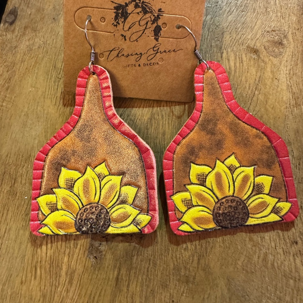 Western Style Sunflower Earrings